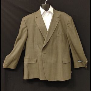 HARDWICK CLOTHING OLIVE WINDOWPANE 3 BUTTON SUIT